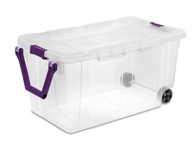 Wheeled Storage Box Plastic, Sweet Plum