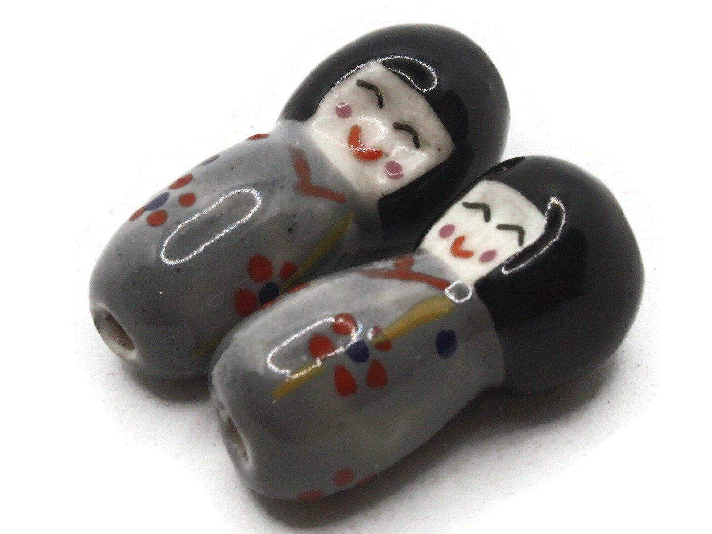 2 24mm Purple Dress Woman Porcelain Glass Beads | Michaels