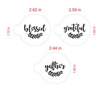 Grateful, Blessed and Gather Cookie Stencil | C993 by Designer Stencils | Cookie Decorating Tools | Baking Stencils for Royal Icing, Airbrush, Dusting Powder | Reusable Plastic Food Grade Stencil for Cookies | Easy to Use &#x26; Clean Cookie Stencil