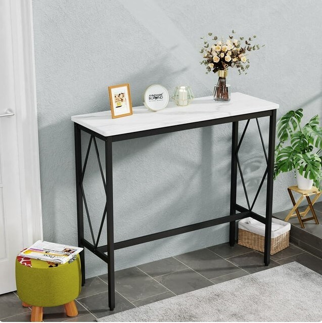 2-Tier Sofa Table for Living Room, Couch, Hallway, Foyer, and Kitchen Counter, Console Tale Entryway Table with Open Shelf
