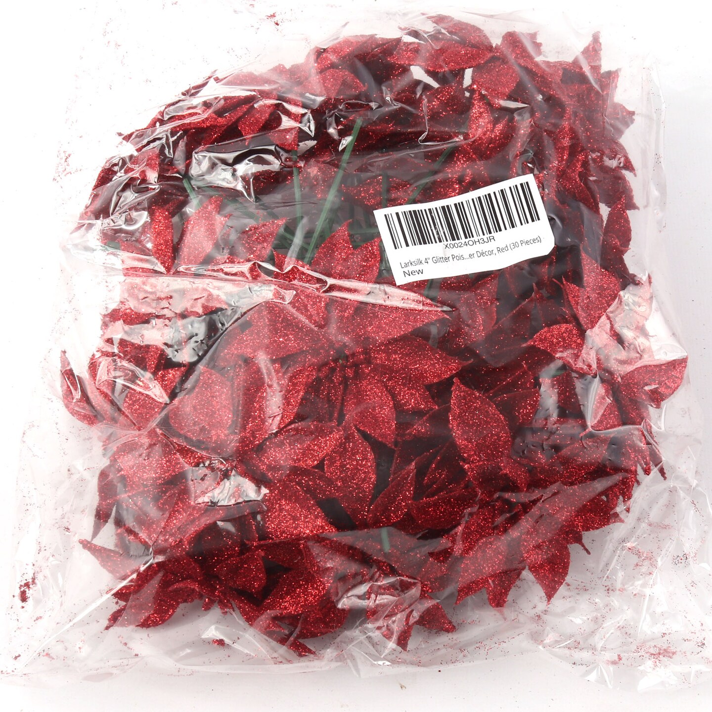 Set of 24: Sparkling Red Glitter Poinsettia Flower Picks | 3&#x22; Wide | Festive Holiday Accents | Trees, Wreaths, &#x26; Garlands | Christmas Picks | Home &#x26; Office Decor - 2024 Christmas Collection, Floral Home by Artificial Flowers