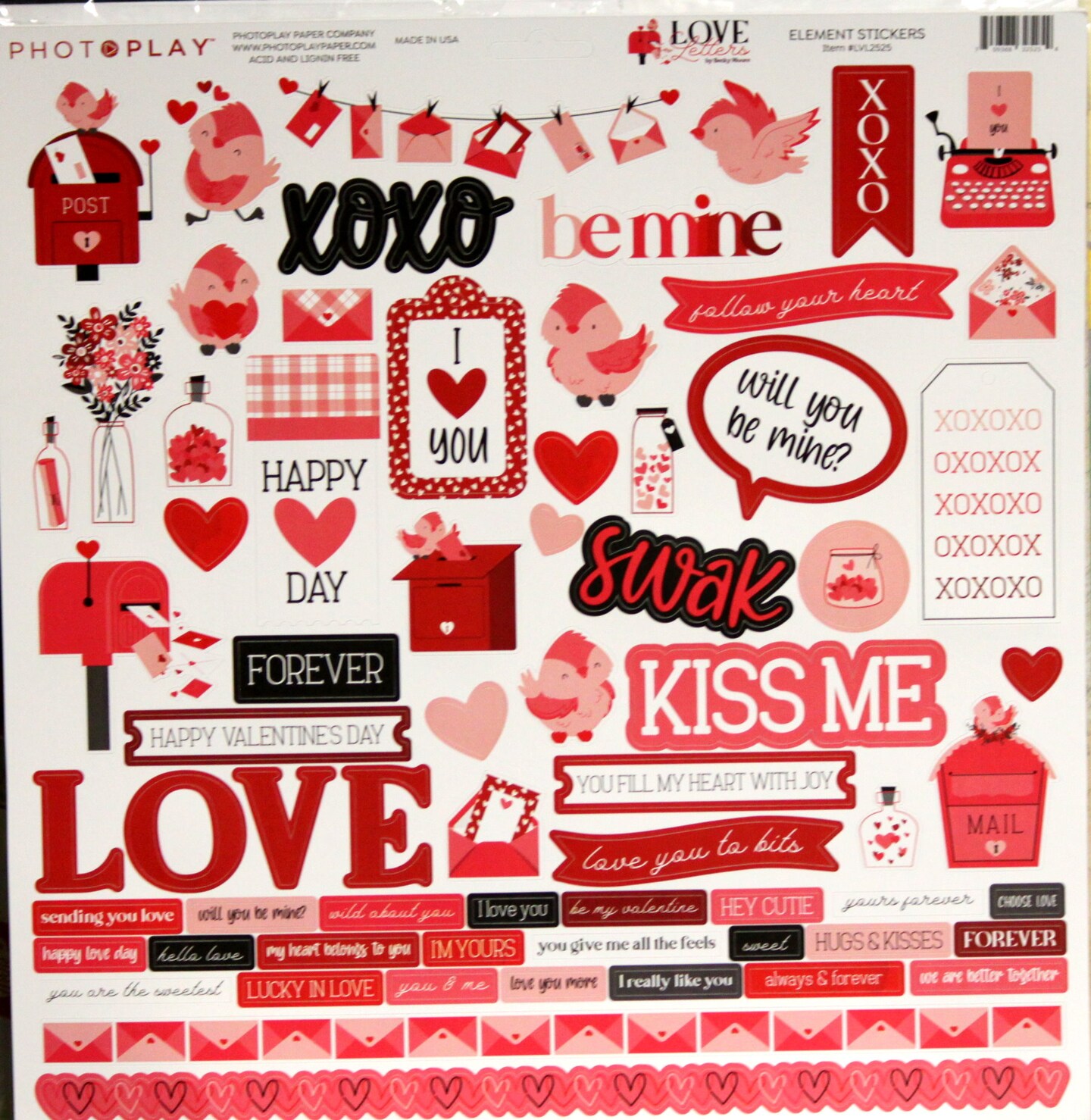 Photoplay Love Letters 12 x 12 Cardstock Element Stickers