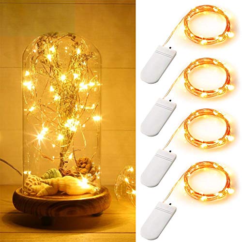 ANJAYLIA 4 Pack Fairy Lights 10ft 30 Mini LEDs String Lights Battery Operated Waterproof Warm White Starry Firefly Lights on Copper Wire, Decorative Lights for Home Wedding Christmas