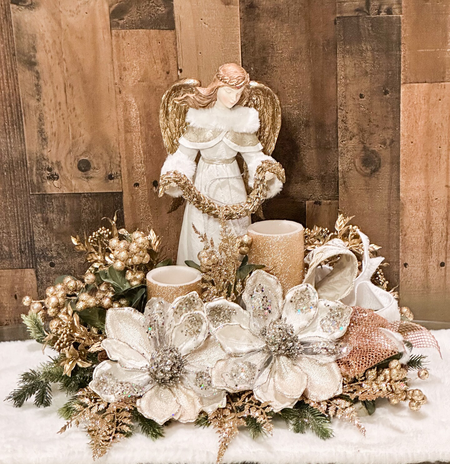 Christmas centerpiece, Christmas table decor, Christmas angel table decor, holiday floral arrangement, Christmas gift, holiday decor, angel product 6
