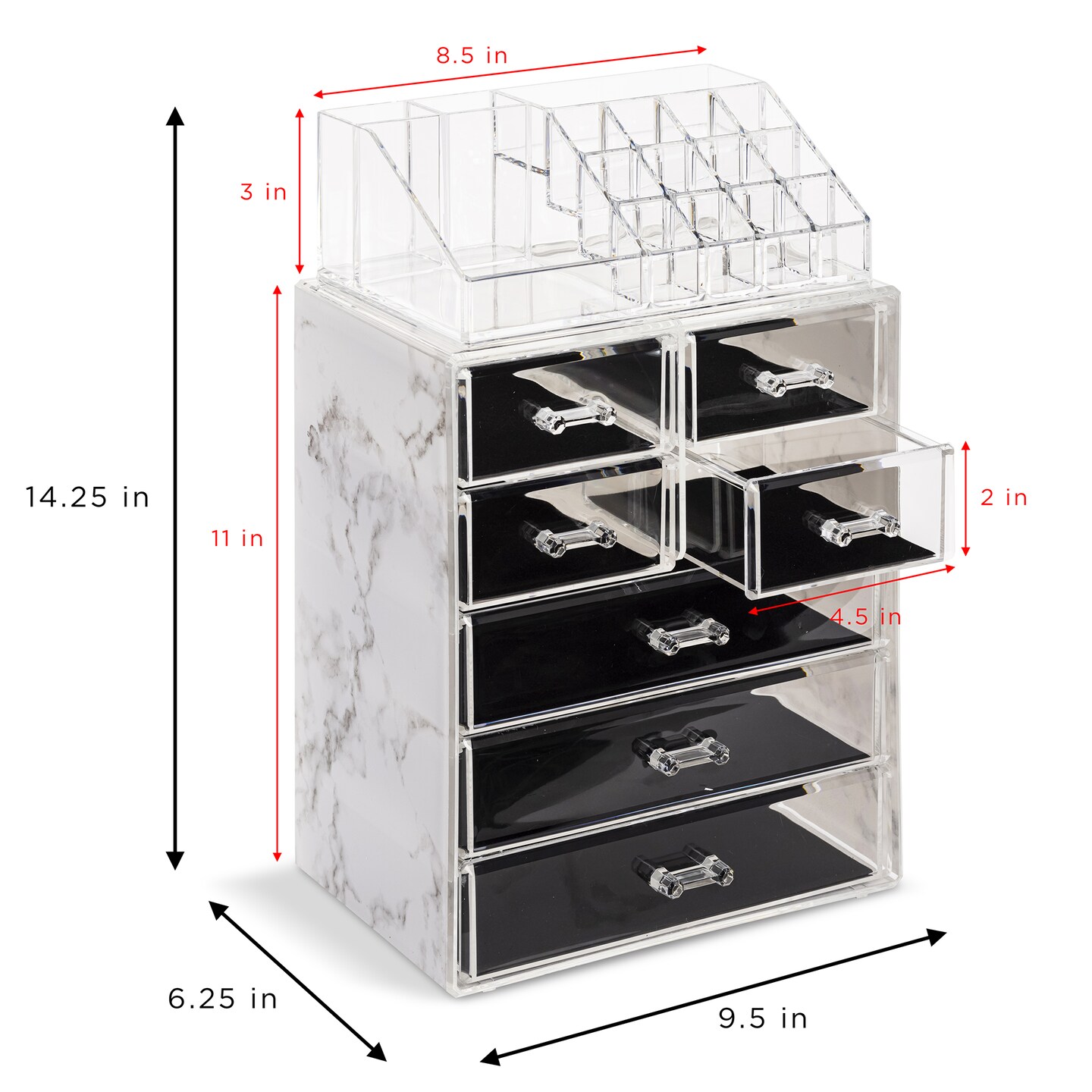 Sorbus Medium Makeup Organizer Set - (3 Large / 4 Small Drawers/Top Tray)