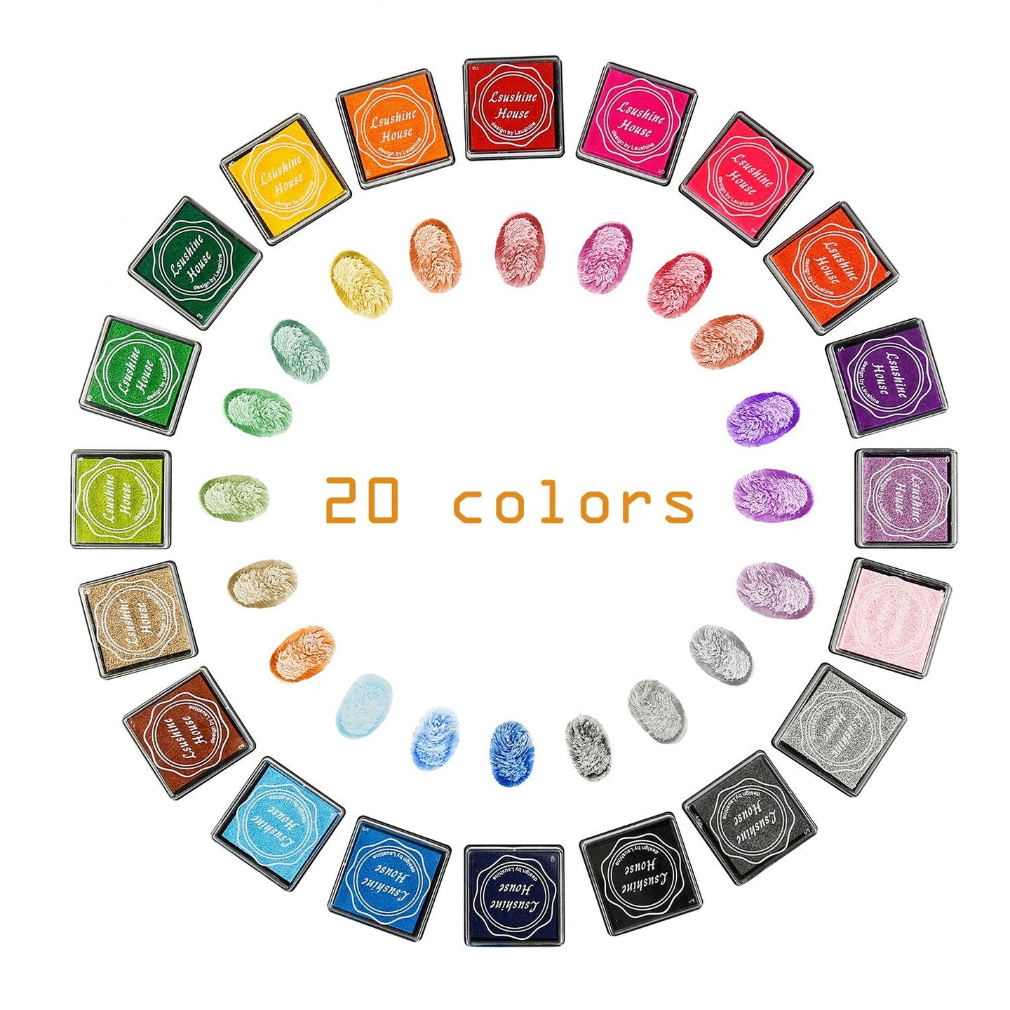 20 Colors Craft Ink Pad Stamps Partner Diy Color, Rainbow Finger Ink pad for kids (pack of 20)