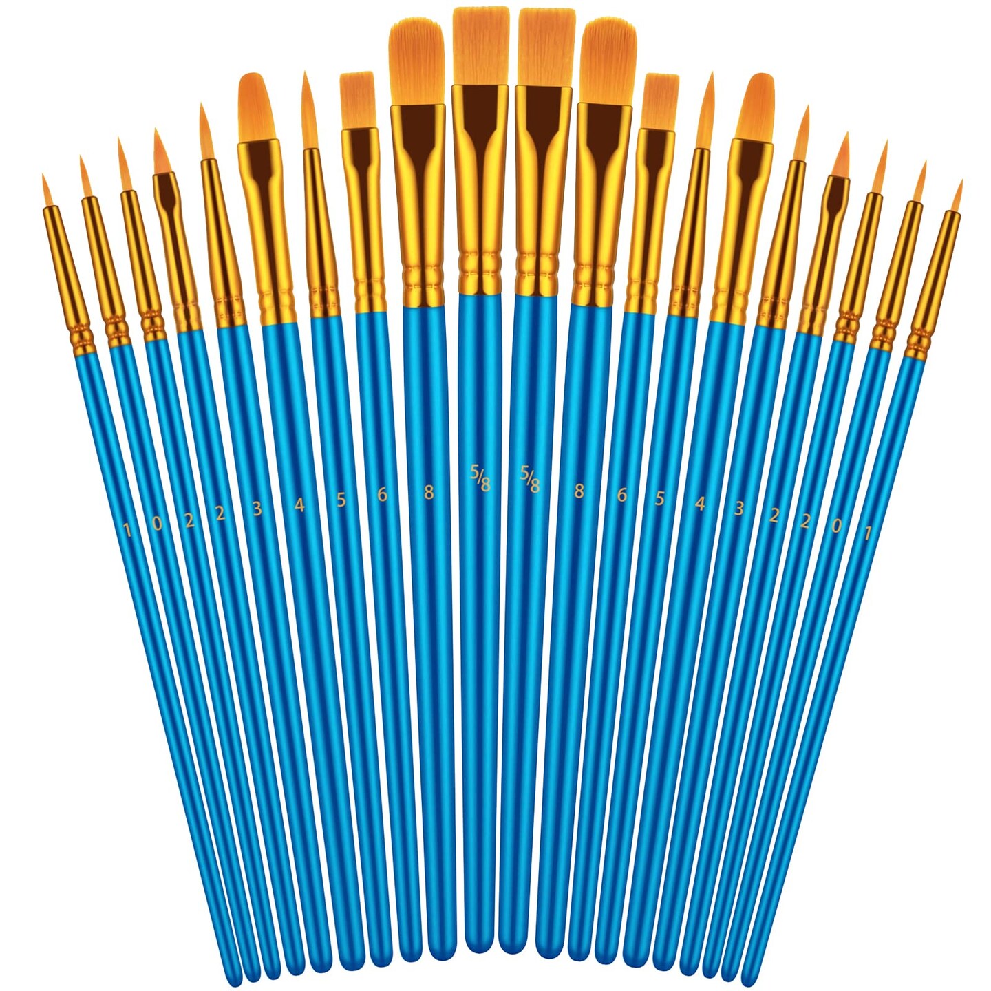 20 Pieces Paint Brushes Set for Acrylic Painting,  Oil Watercolor Acrylic Paint Brush, Artist Paintbrushes for Body Face Rock Canvas, Kids Adult Drawing Arts Crafts Supplies, Blue