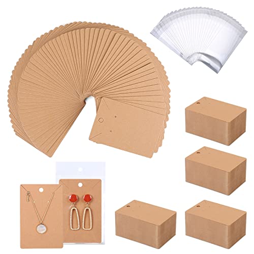 ovsor 500 Pcs Earring Cards - holder Cards with 500 Pcs Bags, Display Cards for Earrings Necklace Display and Jewelry Packaging