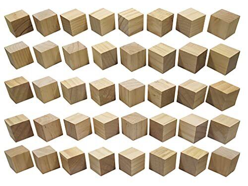 Kitcheniva Unfinished Birch Wood Blocks For DIY Crafts 1.5" 40 Pack
