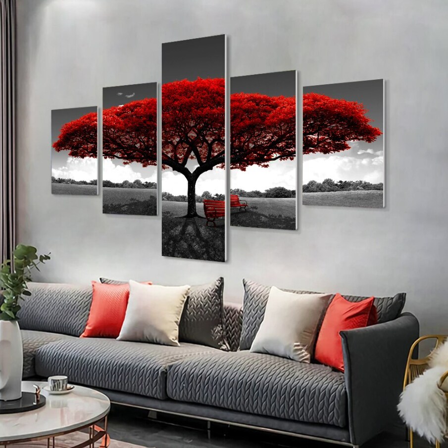 5Pcs Canvas Print Paintings Landscape Pictures Wall Art.