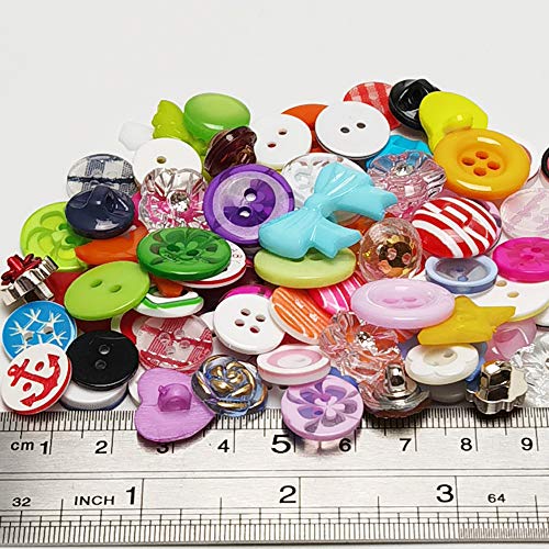Chenkou Craft Random 100pcs Small Plastic Buttons DIY Sewing Craft  Accessory (Mix)