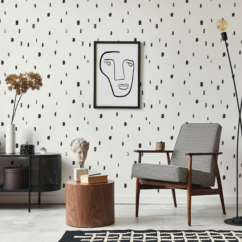 Tempaper Brushmarks Peel and Stick Wallpaper Ink Black