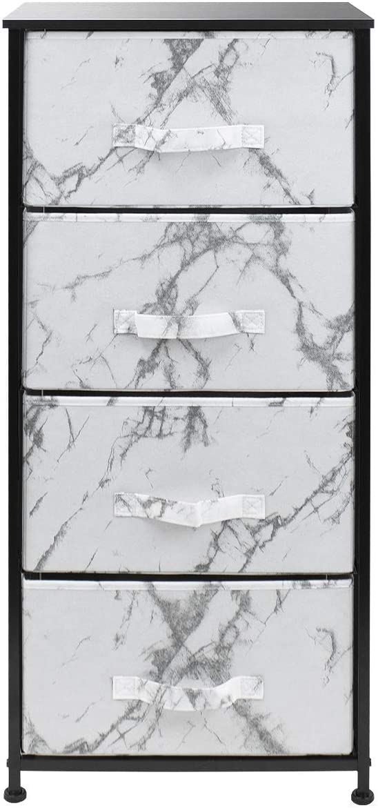 Sorbus Dresser with 4 Drawers - Bedside Furniture &#x26; Night Stand End Table Dresser with Steel Frame, Wood Top, Easy Pull Fabric Bins for Home, Bedroom Accessories, Office &#x26; Dorm
