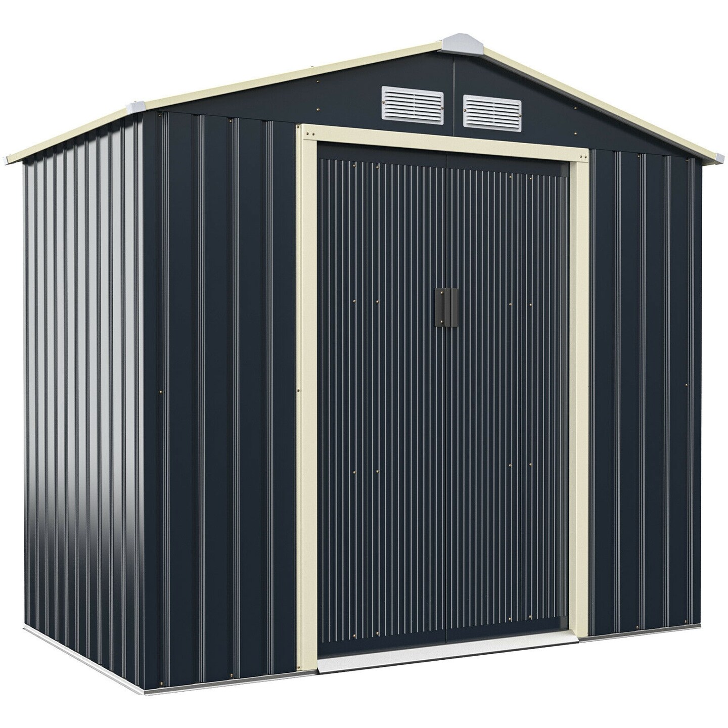 7 Feet X 4 Feet Metal Storage Shed with Sliding Double Lockable Doors