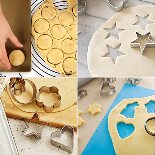 30 Pcs Mini Cookie Cutters Small Heart Star Flower Round Square Hexagon Oval Diamond Shapes Cookie Cutters, Polymer Clay Cutters for Kids, Geometric Set for Biscuit Cutter, Fruit Cutter