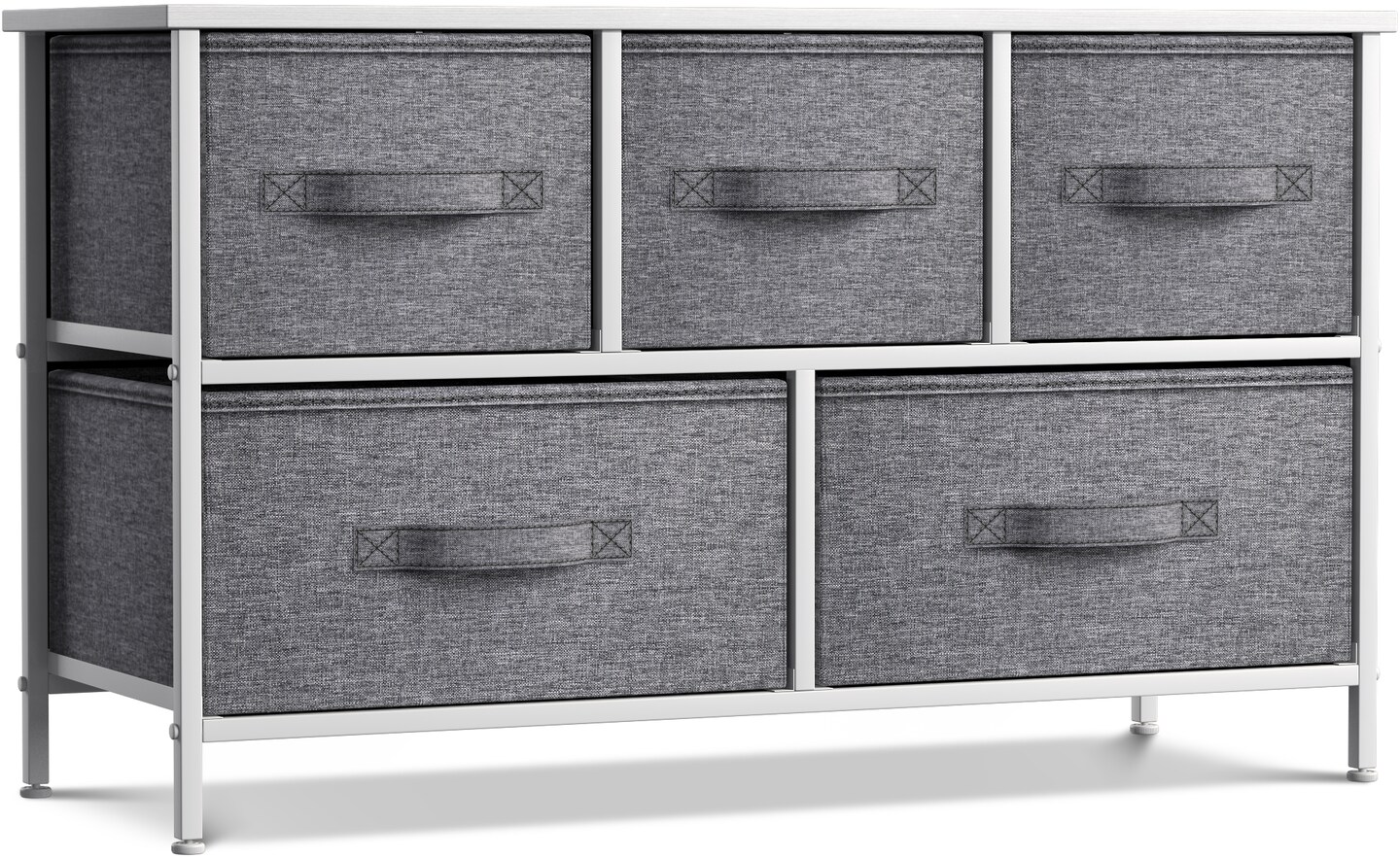 Sorbus Dresser with 5 Drawers - Storage Chest Organizer Unit with Steel Frame, Wood Top, Easy Pull Fabric Bins - Long Wide TV Stand for Bedroom Furniture, Hallway, Closet & Office Organization