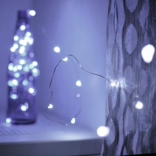 Ariceleo Led Fairy Lights Battery Operated, 1 Pack Mini Battery Powered Copper Wire Starry Fairy Lights for Bedroom, Christmas, Parties, Wedding, Centerpiece, Decoration (5m/16ft Cool White)