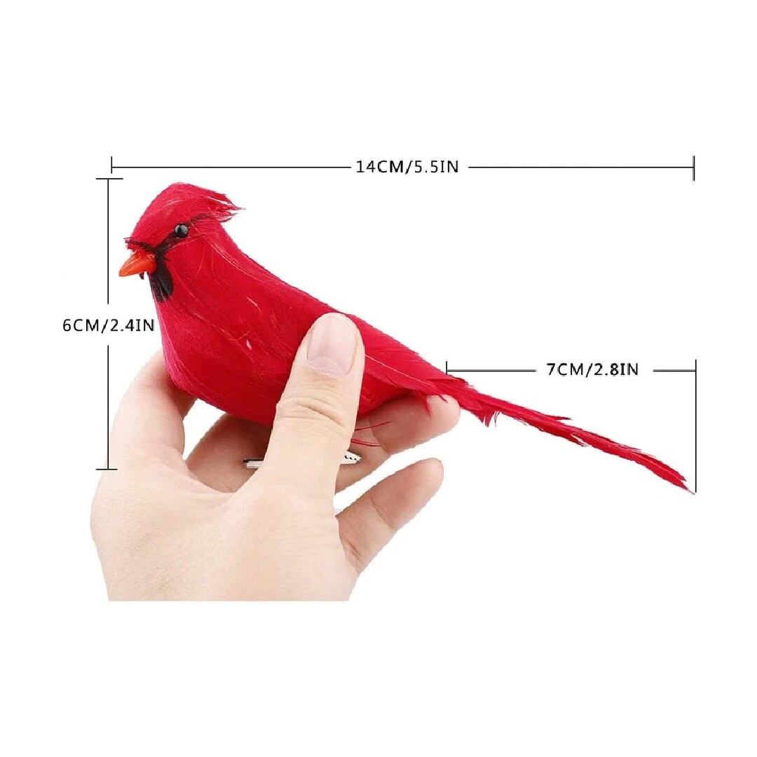 Lifelike Cardinal with Clips Christmas Tree Ornament Artificial Red Bird