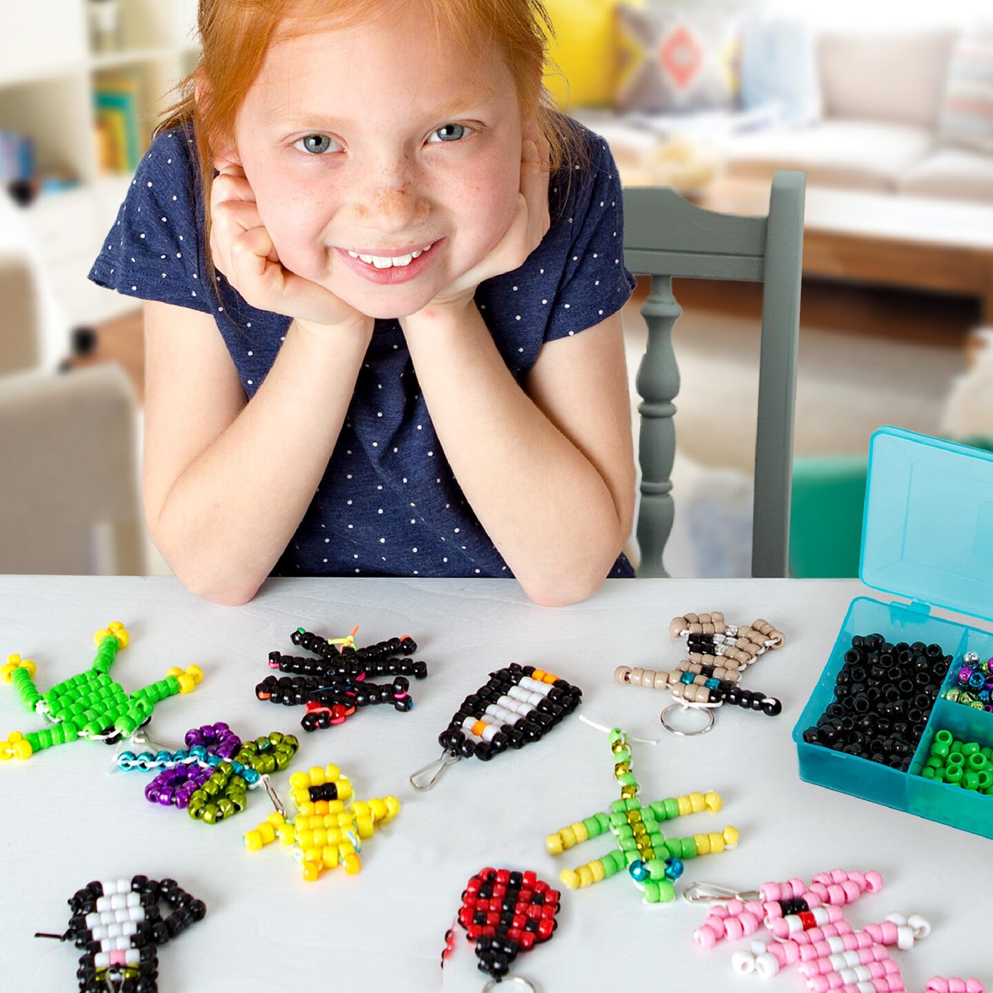 Create Your Own Bead Pets by Horizon Group Usa, Includes Over 600 Pony Beads, 6 Key Rings, Storage Box & Much More