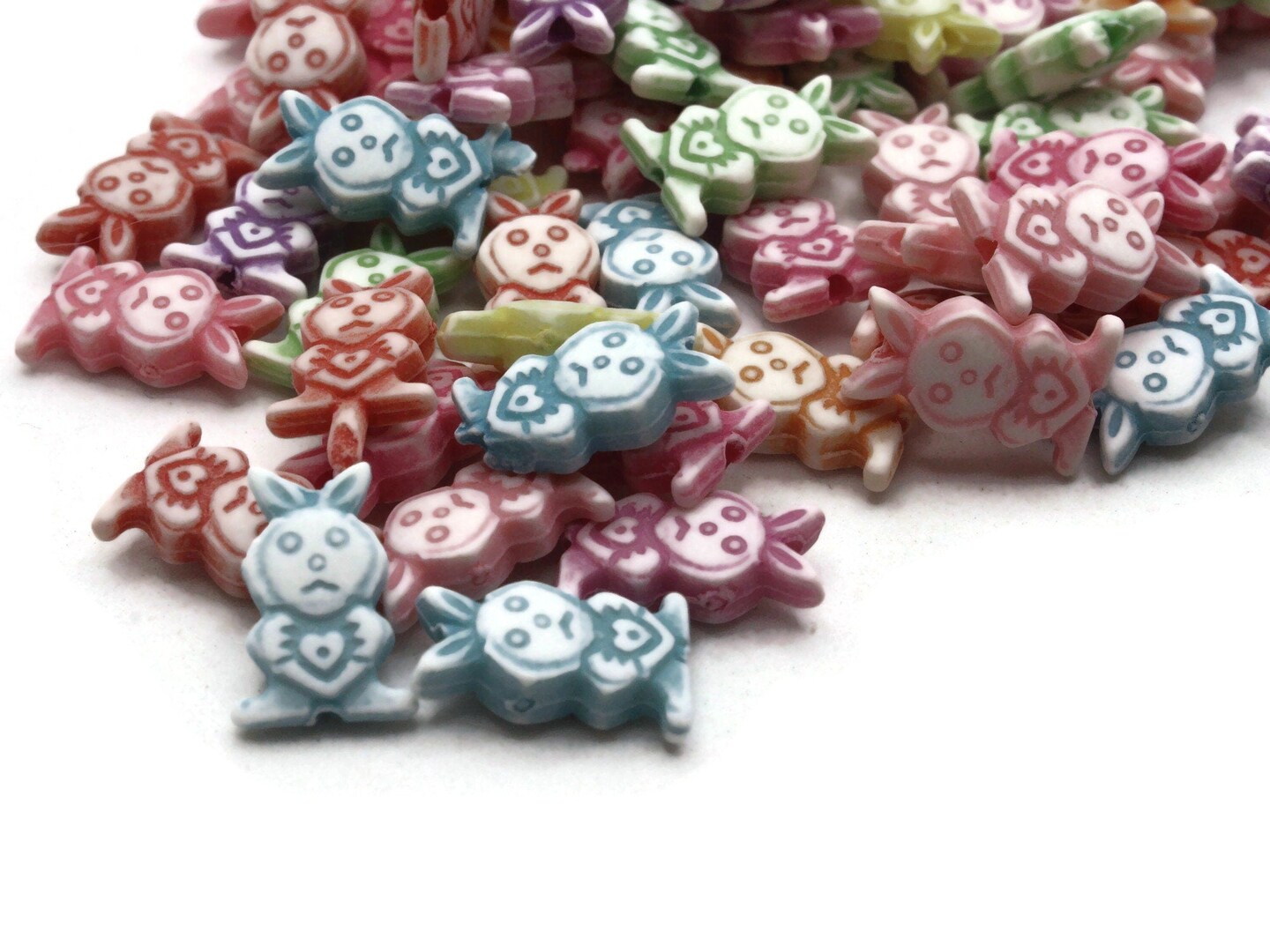 80 13mm Mixed Colors Bunny Rabbit Plastic Beads
