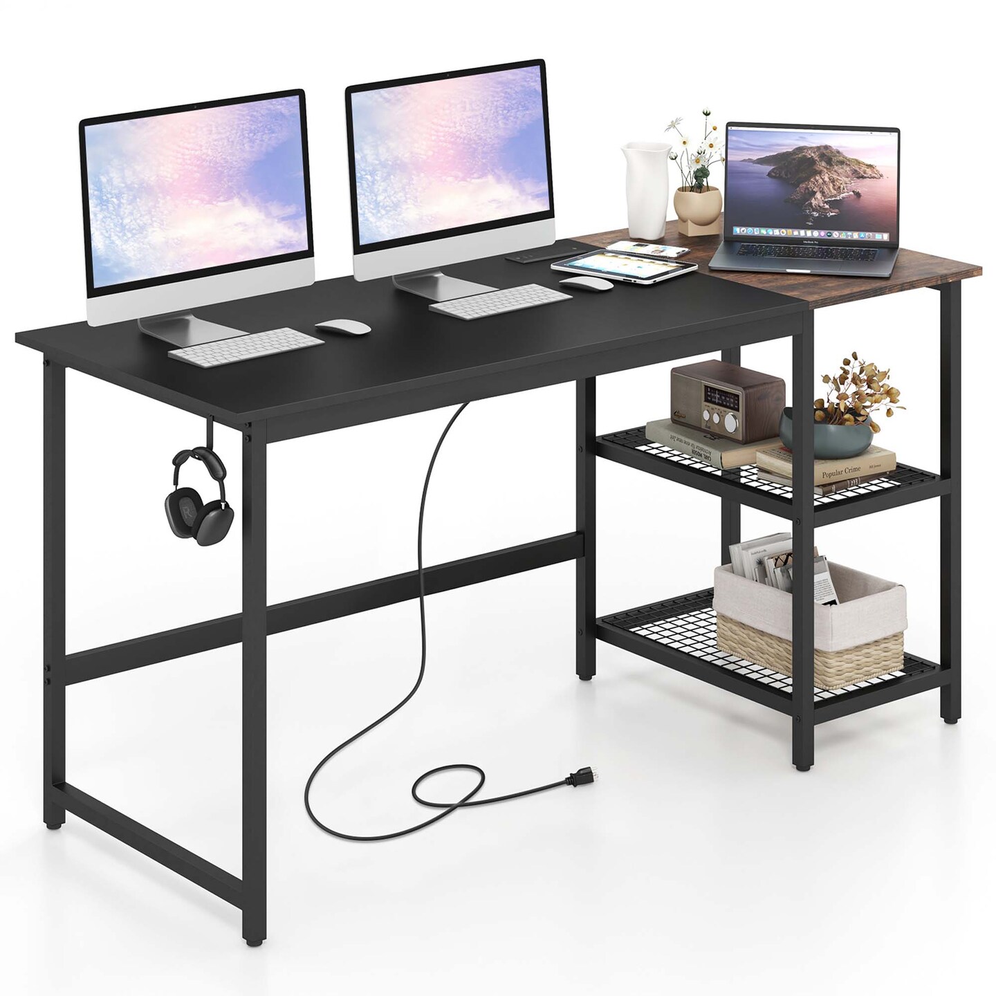 Costway 59'' Home Office Computer Desk Study Laptop Table Detachable