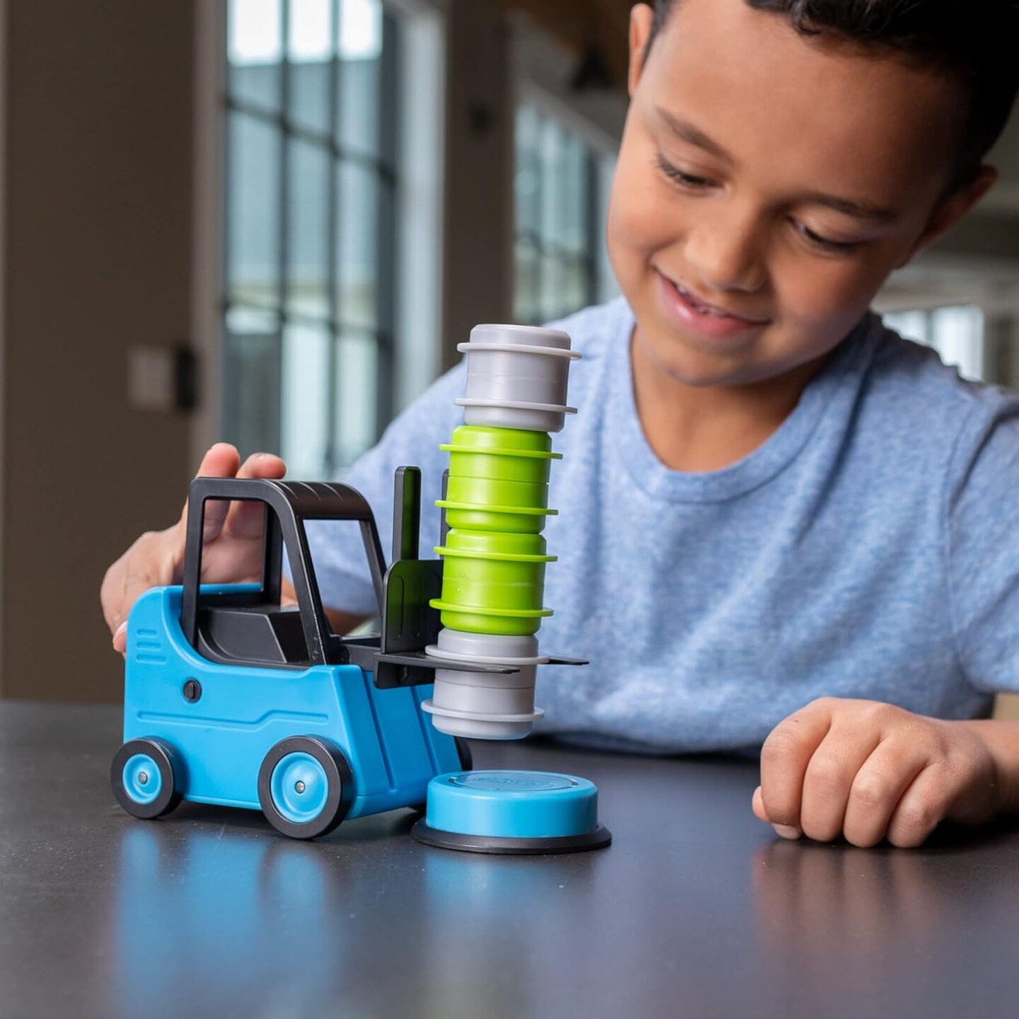Fat Brain Toys Forklift Frenzy - 2-Player Stack &#x26; Matching Skill Game, Ages 8+