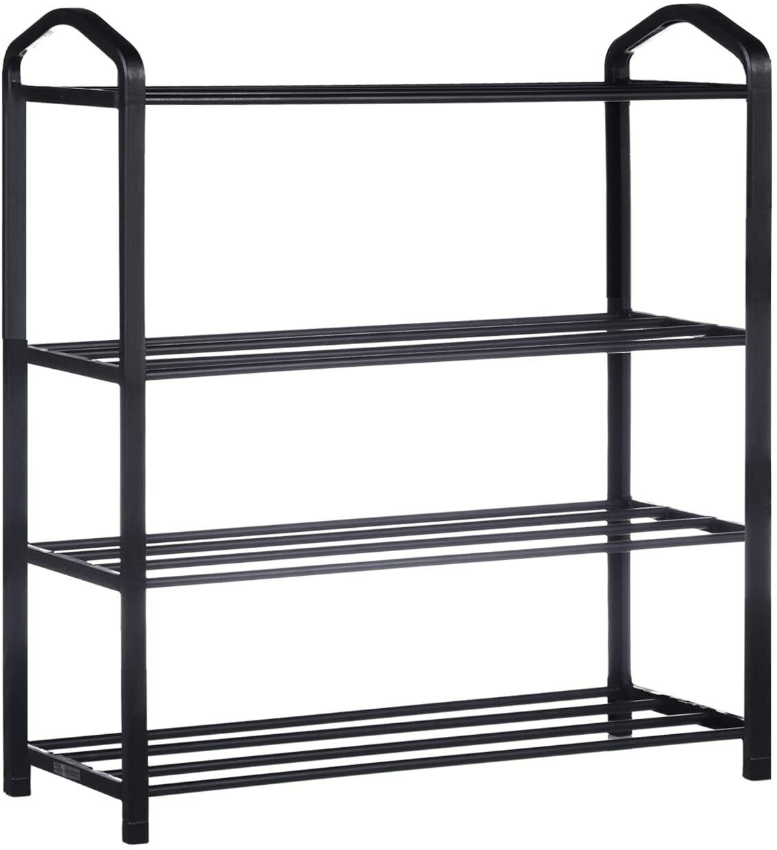 Black 4-Tier Wire Shoe Rack