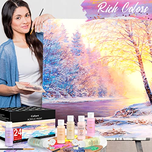 GetUSCart- Caliart Pastel Acrylic Paint Set with 12 Brushes, 24