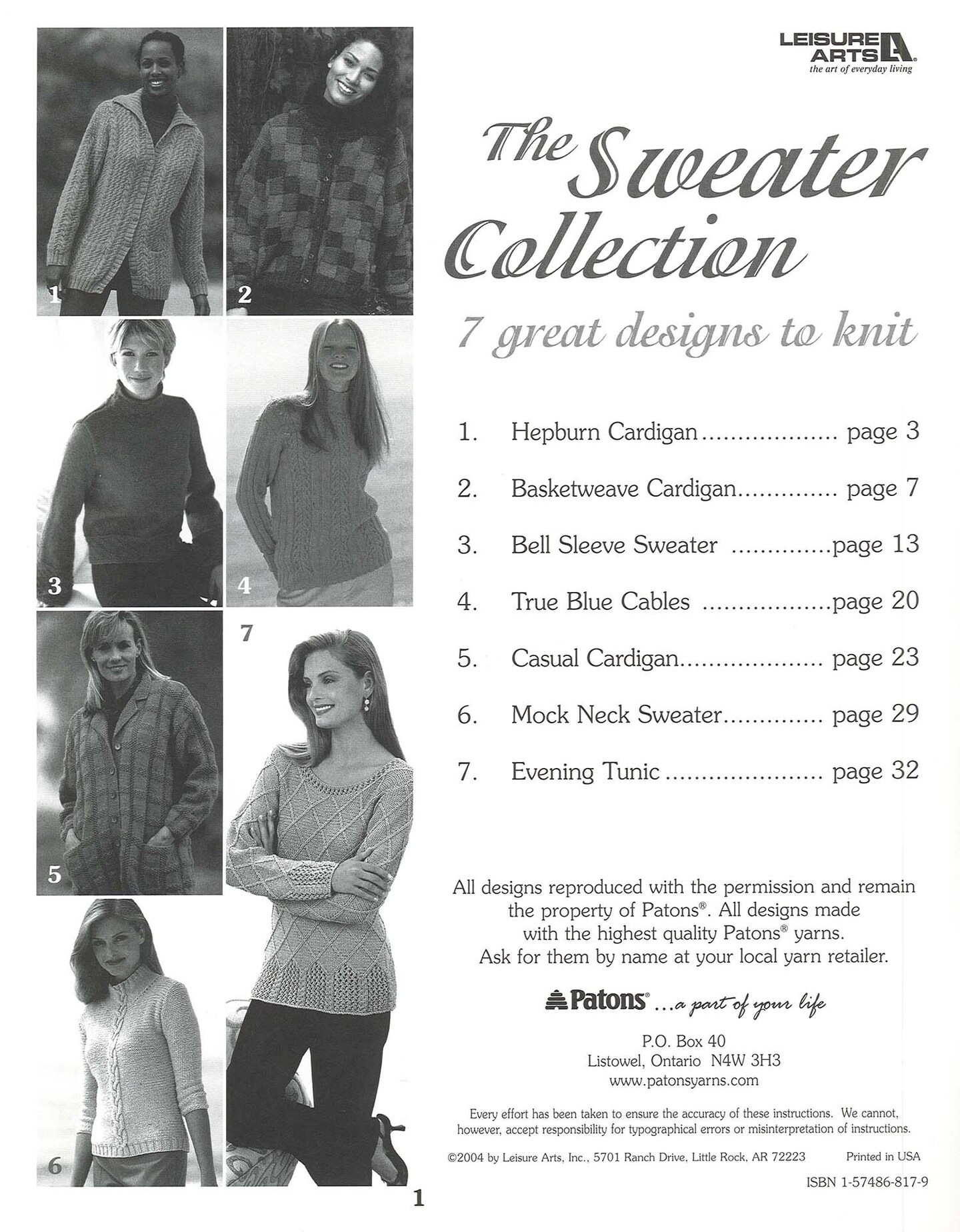 Leisure Arts The Sweater Collection Knit Knitting Book