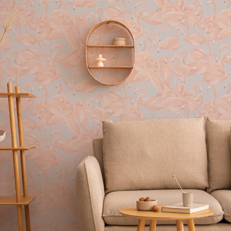Tempaper Flamingo Peel and Stick Wallpaper Pastel Blue/Pink