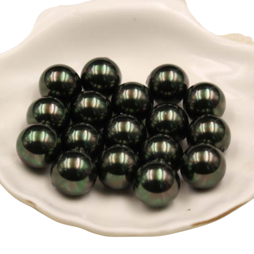 Kitcheniva 6 Pcs Peacock Color Shell Pearl Round Half-Drilled Beads 8mm