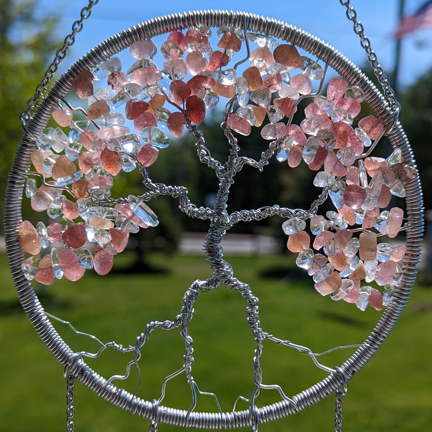 Crystal suncatcher- outlet strawberry quartz