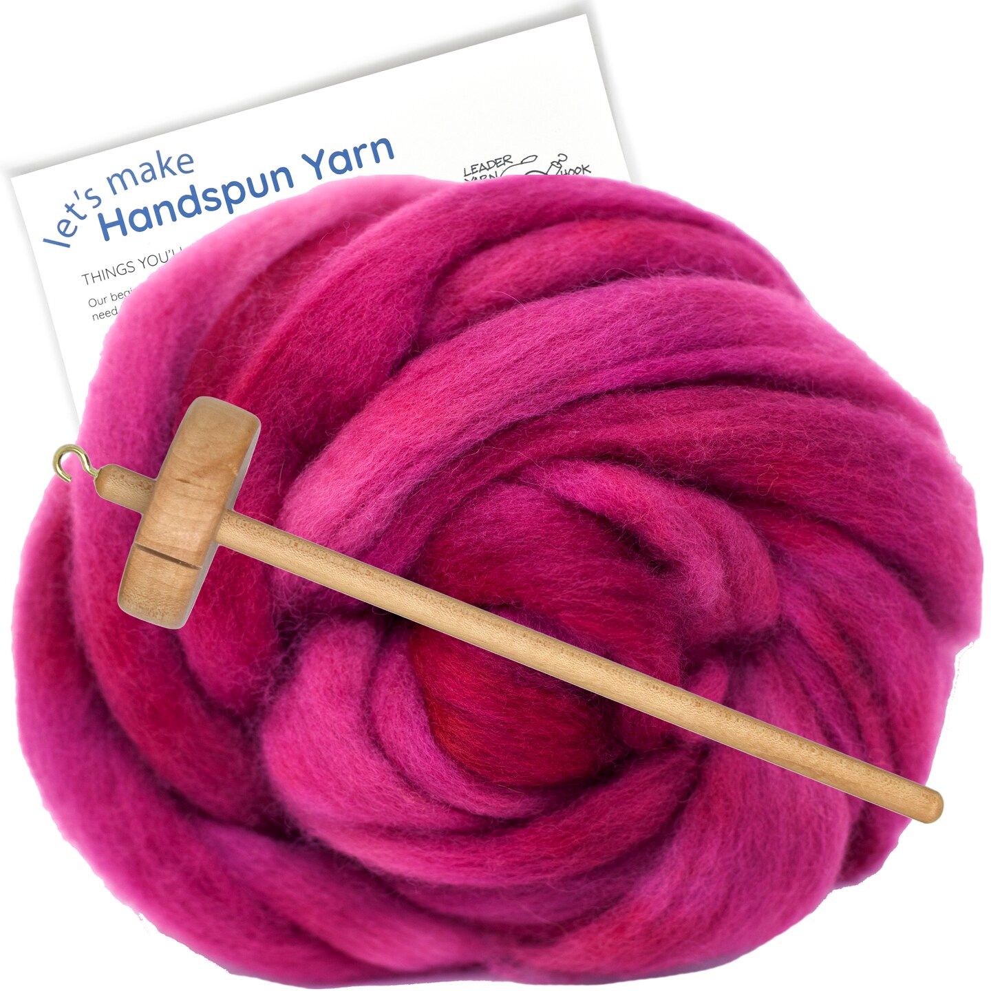 LEARN TO SPIN - Beginner's Spinning Kit with Hand Dyed BFL Roving, Drop Spindle & Printed Instructions w/ Video. Many Colors.