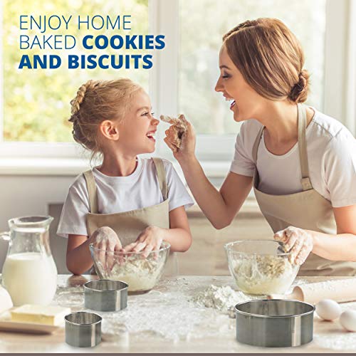 3 Pieces Cookie Cutter Set 2 3 4 INCH x 1.5 INCH,  Round Metal Baking Rings for Pastry, Biscuits, and Dough Cutting, Heavy Duty and Reusable, Multiple Sizes
