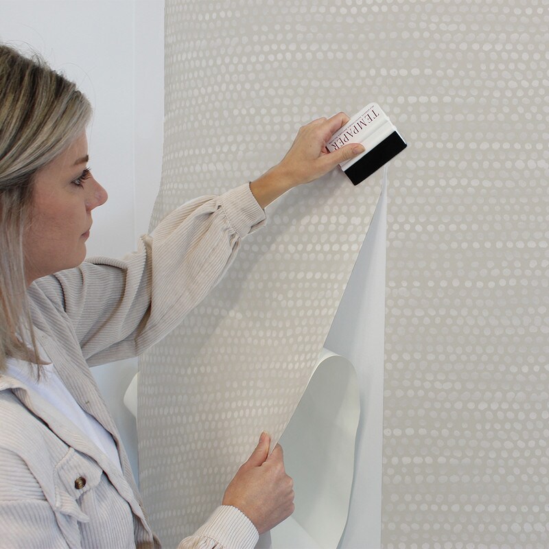 Tempaper Moire Dots Peel and Stick Wallpaper Pearl Grey