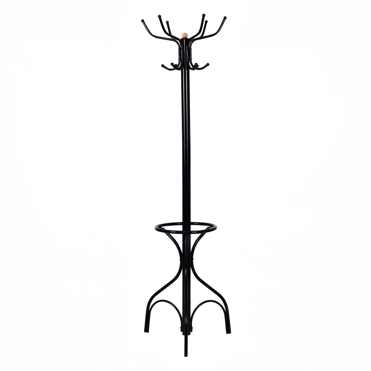 Costway Metal Coat Hat Rack Organizer Clothes Hanger Hooks Tree Stand Umbrella Holder