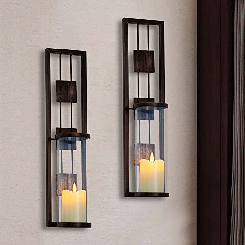 2 Pack Wall Sconce Candle Holder Metal Wall Decorations for Living Room, Bathroom, Dining Room,