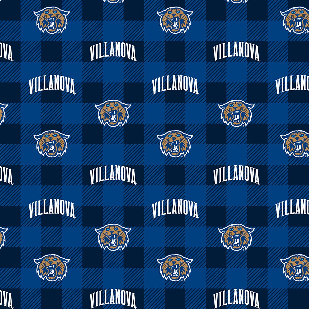 Sykel Enterprises-Villanova University Fleece Fabric-Villanova Wildcats Buffalo Plaid Fleece Blanket Fabric-Sold by the yard