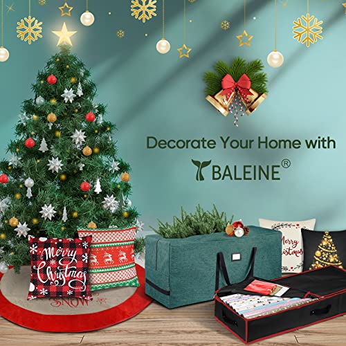 BALEINE Christmas Wrapping Paper Storage Organizer with Flexible Partitions  and Pockets, 40 Durable 600D Oxford Fabric Gift Wrap Storage Bag Fits