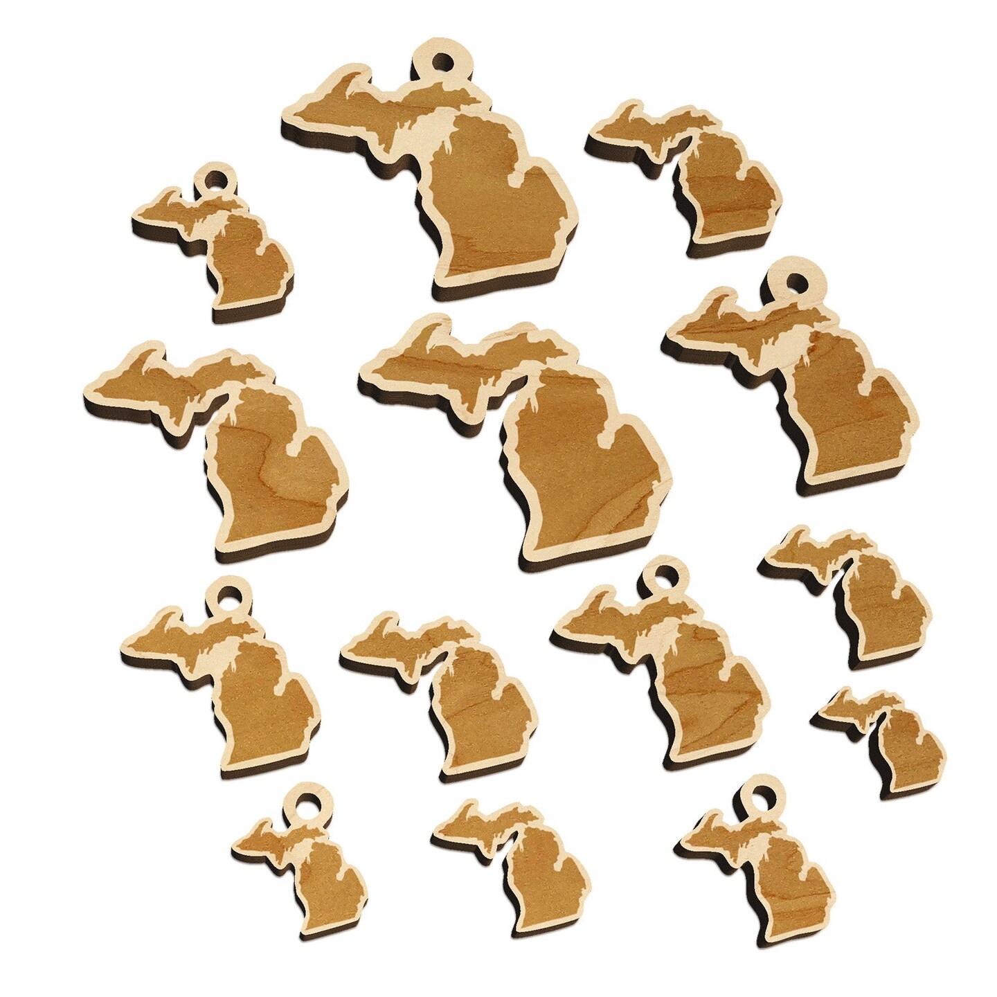 Michigan State Silhouette Mini Wood Shape Charms Jewelry DIY Craft