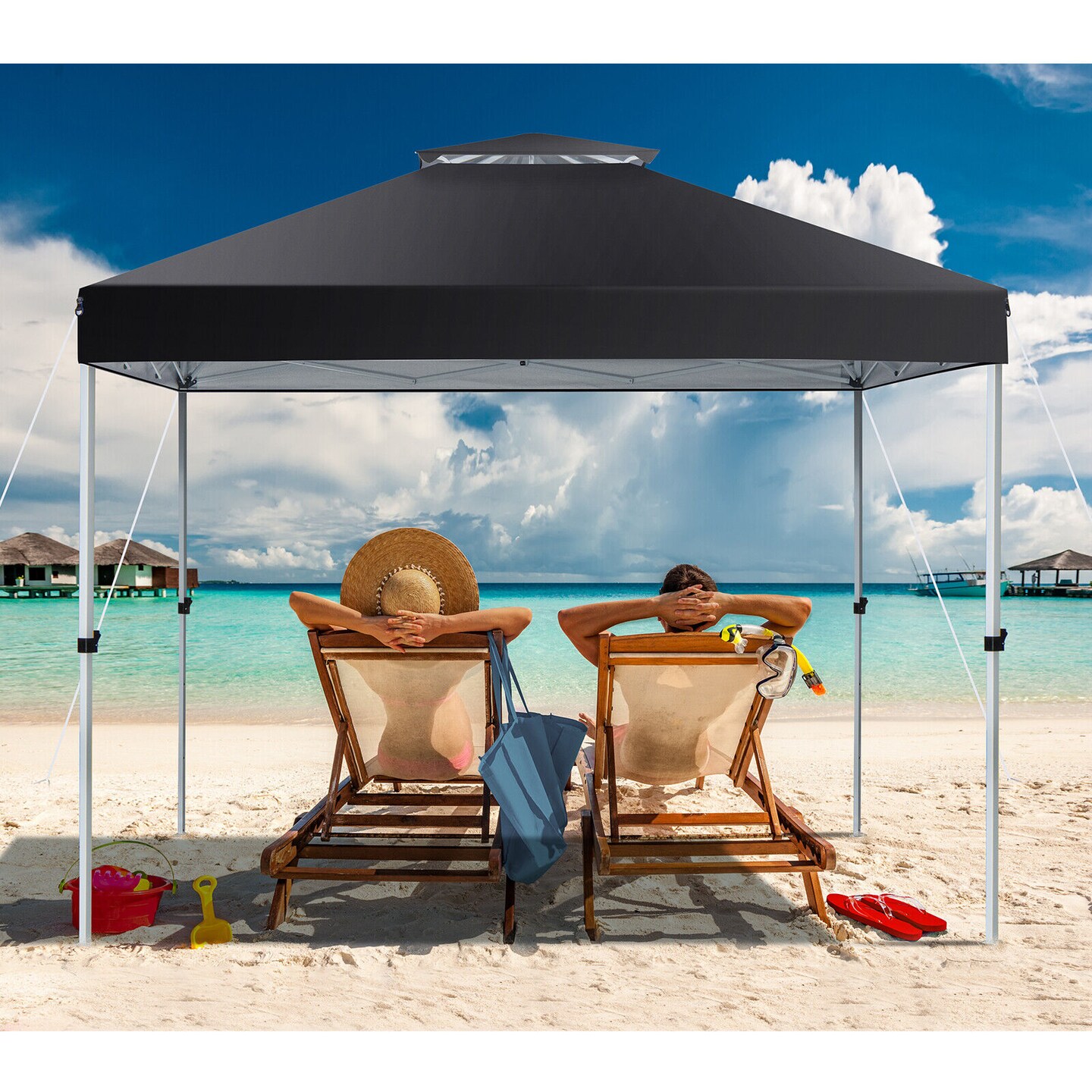 2-Tier Pop-up Canopy Tent with Wheeled Carry Bag