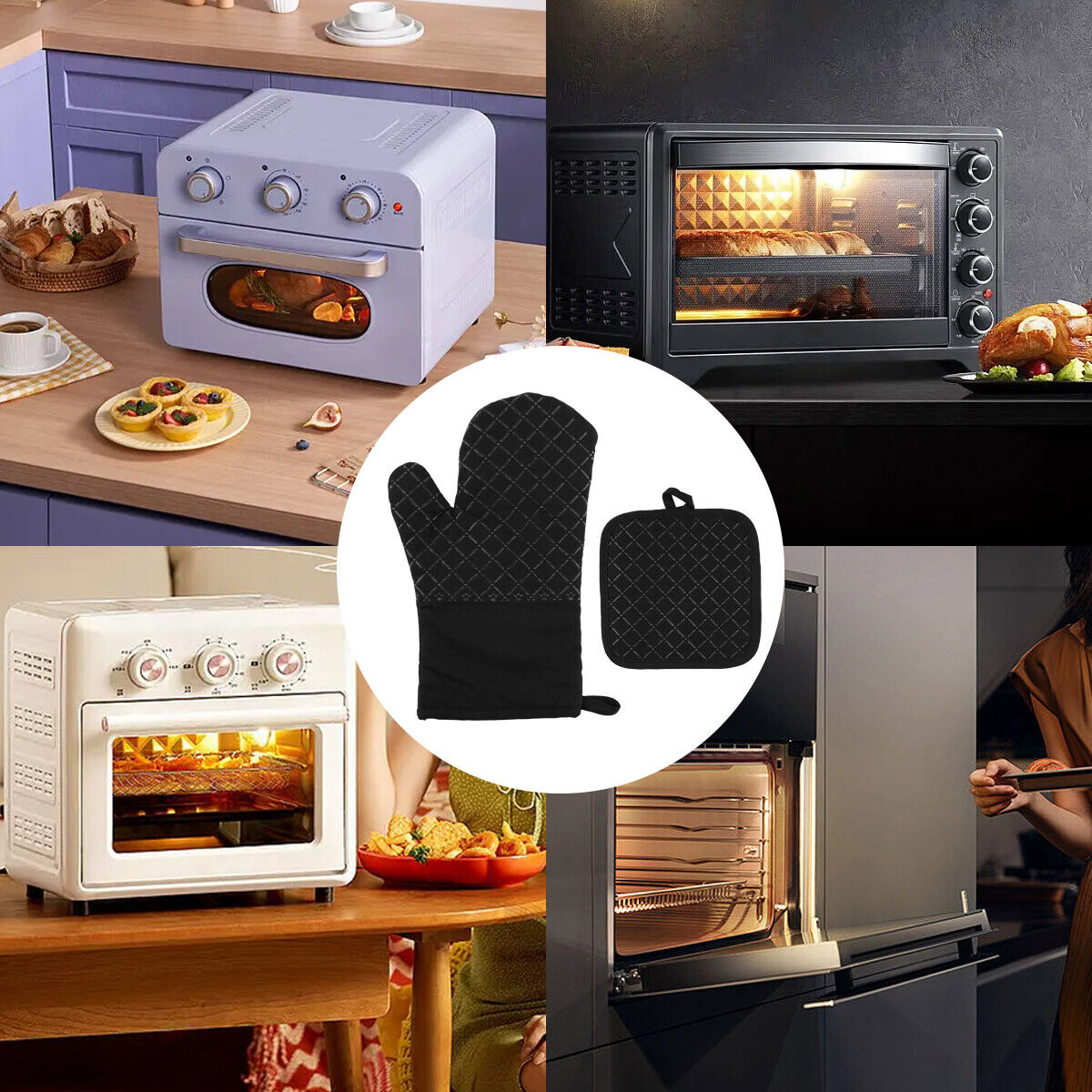 Silicone Oven Mitts and Cooking Gloves 4 pcs