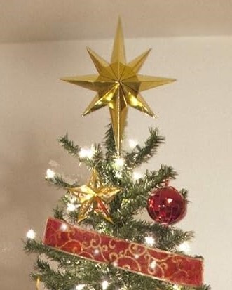 Large Star Christmas Tree Topper (Collapsible) Holographic Gold 11 Inches Star of Bethlehem Eight Pointed 8-Point Ornament