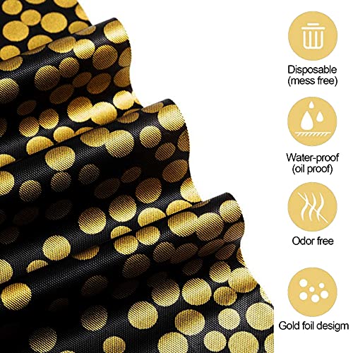 4 Packs 54"x108" Gold Wave Point Black Disposable Plastic Table Cover Waterproof Tablecloths for Rectangle Tables up to 8 ft in Length Party Decorations