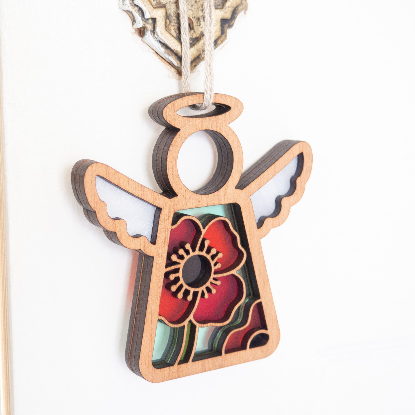 3.5&#x22; (H) Poppy Ornament - Handcrafted in Texas - Mother&#x27;s Angels&#xAE; Figurine - Mother&#x27;s Day Gifts