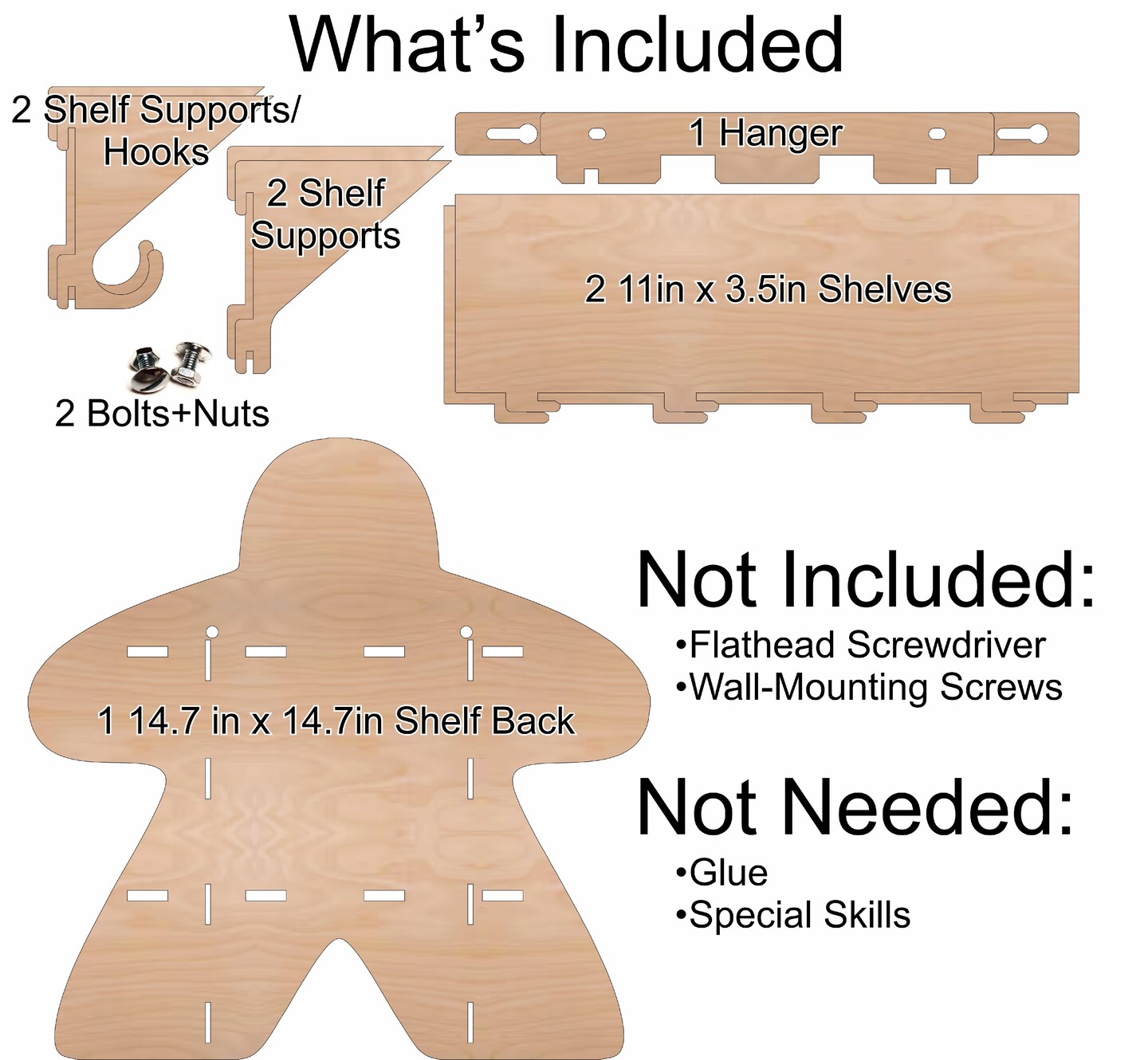 Meeple Game Piece Paint-It-Yourself Hanging Shelf Arts and Crafts