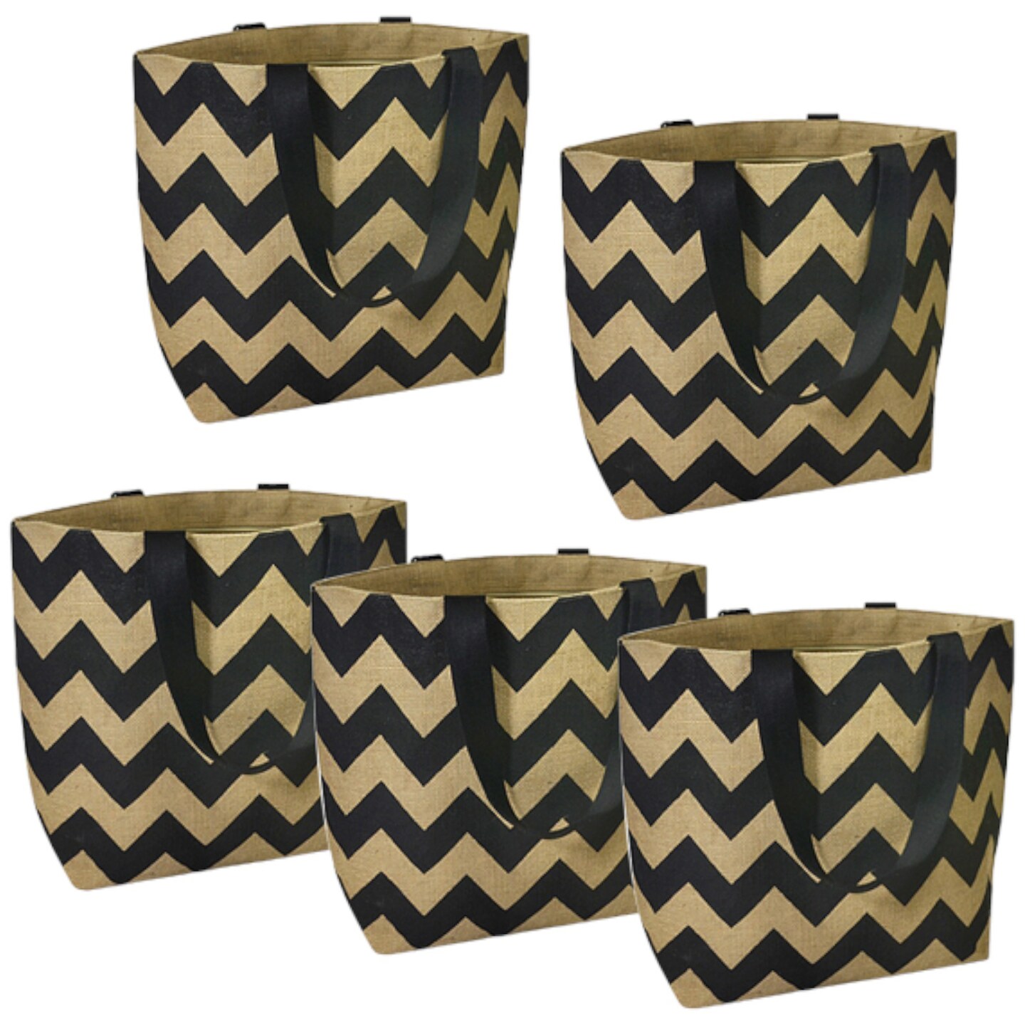 Pack of 5 Linwood Bold Chevron Stripe JuteTote Bag Quilting Essential