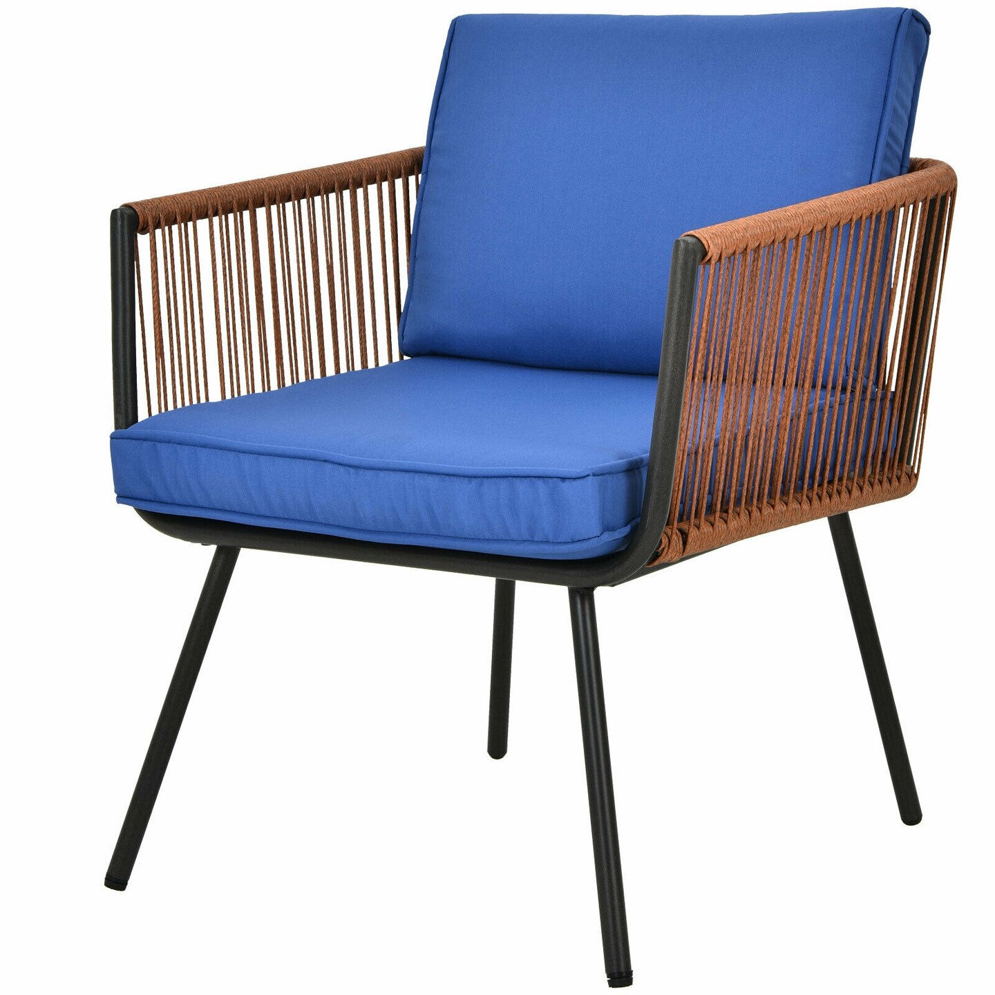 3 Pieces Patio Birstro Furniture Set with Armrest and Soft Cushions
