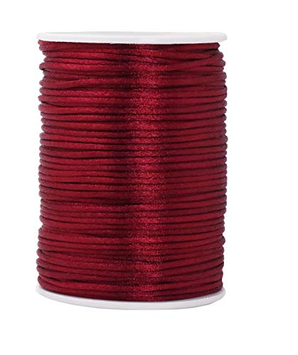 Mandala Crafts Satin Rattail Cord String from Nylon for Chinese Knot, Macram&#xE9;, Trim, Jewelry Making Maroon 2mm