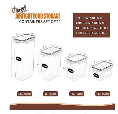 Airtight Food Storage Leak Proof Containers with Lids Large Size 2.8L Set  of 40